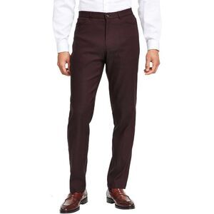 Tommy Hilfiger Mens Modern Fit Four-Pocket Twill Pants 32W x 30L Burgundy - NWT